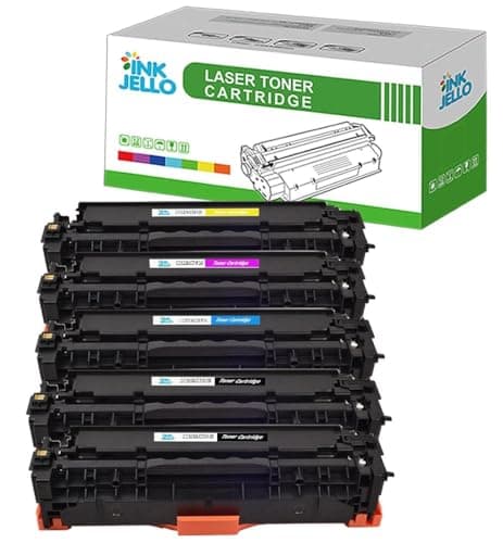 Image of InkJello Toner Cartridge For Printer, Compatibile with HP Colour LaserJet CM2320 CM2320fxi CM2320n CM2320nf CP2020 CP2025 CP2025dn CP2025n CC530A CC531A CC532A CC533A CRG 718 (BK/C/Y/M, 5-Pack)