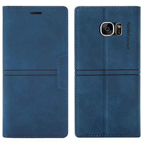 Image of OKZone Compatible With Samsung Galaxy S7 Case, PU Leather Book Wallet Case with Card Holder ShockProof Magnetic Cover Kickstand Folio Flip Case for Girls Women for Samsung S7 (Blue)