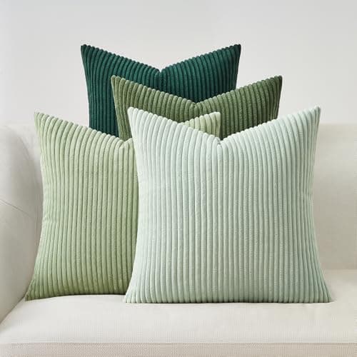 Image of Topfinel Cushions Covers Sets 4 Forest Green Cushion Covers, Fluffy Bright Decorative 45x45 Cushion Cover, Colorful Pillows are used to Sofa Livingroom, 18 x 18 Cushion Cover Corduroy