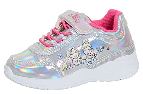 Image of Disney Girls Princess Trainers Silver/Pink 12 UK Child