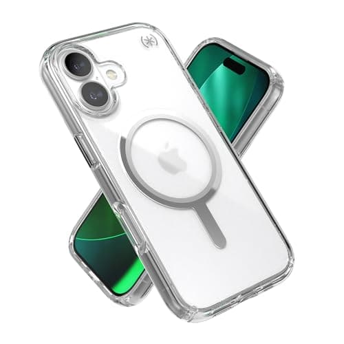 Image of Speck Presidio Perfect Clear for iPhone 17 Case, MagSafe-Compatible, Slim Protective Case, Clear/Clear/Silver