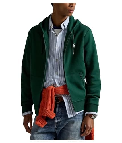 Image of POLO RALPH LAUREN Men's Double-Knit Full-Zip Hoodie, Vintage Pine, XL