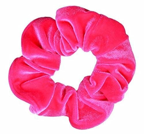 Image of Mytoptrendz® Large Velvet Scrunchie Ponytail Hair ElasticHair Tie Bands Bobbles (Bright Hot Pink)