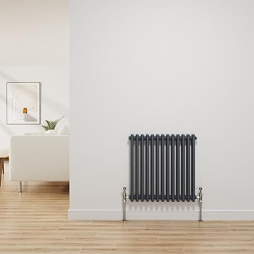 Image of NRG Traditional Radiator Anthracite Cast Iron 2 Column Horizontal Central Heating Bathroom Radiators 600x605mm