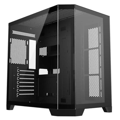 Image of CiT DS360 Black Dual Chamber Panoramic Three-Sided Tempered Glass ATX PC Computer Case With 6-Port PWM Fan Hub Included