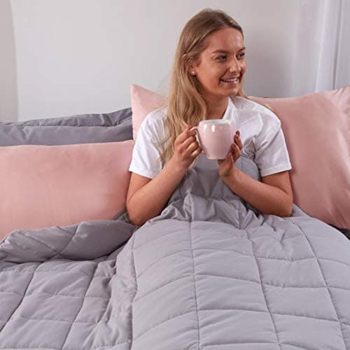 Image of Brentfords Weighted Blanket Adults Teenagers Kids Therapy Sensory Anxiety Autism Insomnia Stress Relief-Silver Grey-125 x 180cm, 6kg(13lb)