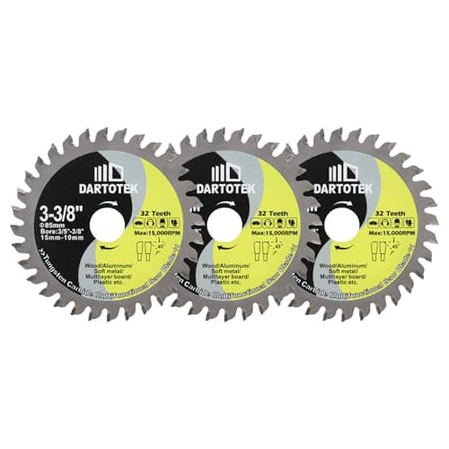 Image of DARTOTEK TCT Carbide Saw Blade 32T Tipped Teeth Circular Multi Material Cutting Disc with 15/10mm Washer for Wood Aluminium Plastic 85mm 3pcs