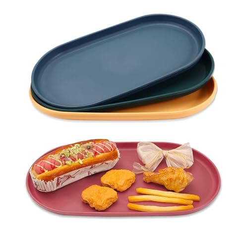 Image of Modixun 4Pcs Oval Serving Tray, 30.5 x 17cm Food Tray, Colourful Serving Platters for Party Entertaining Snack Dessert Coffee Table, Medium