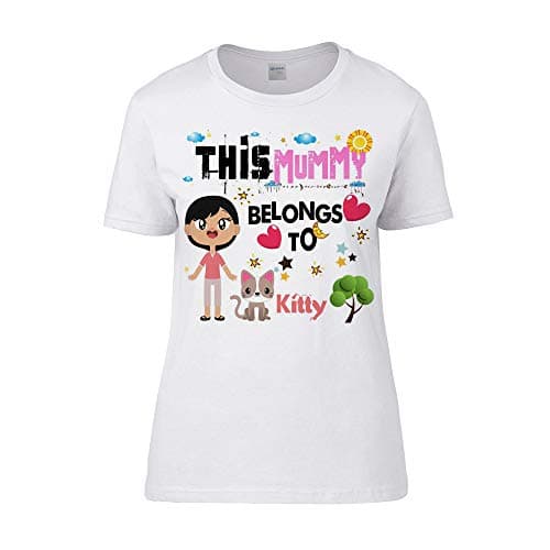 Image of Getagift Personalised This Mummy Belongs to Themed Funny White Colour Women Short Sleeve Soft Touch Cotton T-Shirt. (S)