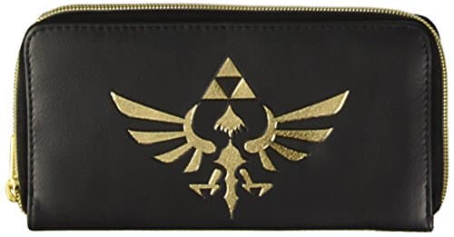 Image of Nintendo Legend Of Zelda All-Around Zip Purse Wallet With Link Logo Gold/Bl