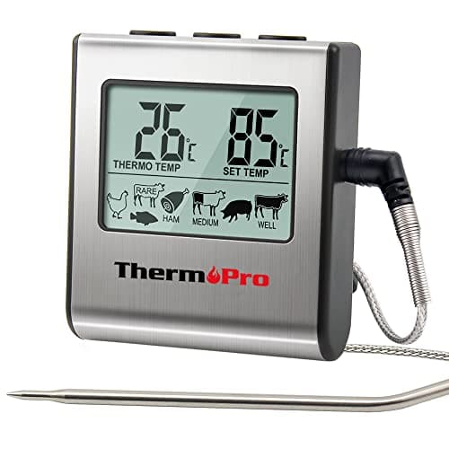 Image of ThermoPro TP16 Digital Kitchen Meat Thermometer with Stainless Steel Long Food Temperature Probe for Liquids, Oven, Smoker, BBQ, Candy, Oil, Deep Frying Cooking Thermometer with Timer Alarm