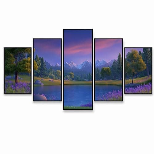 Image of 5 Pack Diamond Art Kits Adults, DIY Tree Diamond Painting, Full Drill Coverage Rhinestone Paint by Numbers, Crystal Art Canvas Paintings Landscape for Office Bedroom Home Decor (Three Sizes) PZSH-3678