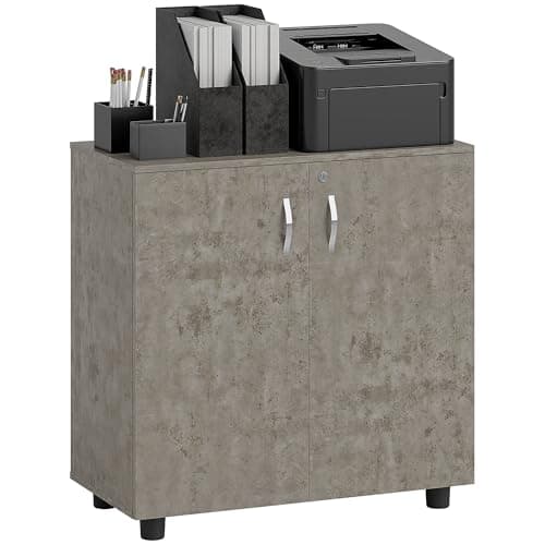 Image of Vinsetto Lockable Office Storage Cabinet, 2 Door Storage Cupboard with Key Security, 2-Tier Shelf, Multi-Purpose Sideboard for Home office, Study, 80 x 40 x 80 cm, Grey