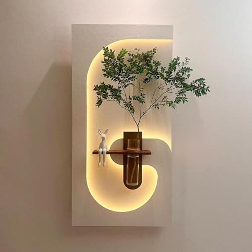 Image of LED Sandstone Plant Decoration Painting, Entrance Foyer Sandstone Decor Wall Art Painting, 3D Wall Art with Warm LED Light for Living Room and Bedroom(Coffee,40 * 80cm/15.7 * 31.5in)