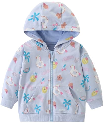 Image of TEDD Girls Hoodie Zip Up Unicorn Horse Rainbow Jumper 100% Cotton Tops Long Sleeve Hooded Sweatshirts for Kids 7-8 Years