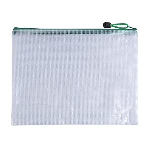 Image of Pack of 12 A5 Green PVC Mesh Zip Bags