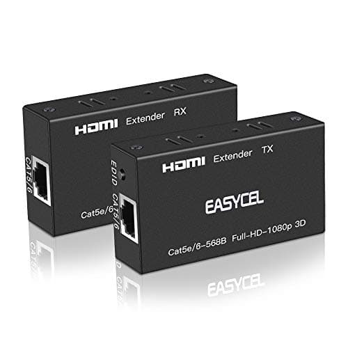 Image of EASYCEL 60M HDMI Extender(Transmitter and Receiver) Over signle RJ45 cat5e Cat6 Cat7 Ethernet Cables Up to 196ft(60m), Supports 1080p 3D HDCP EDID for PC/Laptop, DVD, Sky, PS3, PS4, HD camera