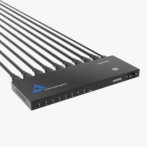 Image of HDMI Splitter 1 in 8 Out, Arvitek HDMI Splitter 4K@30Hz Mirror Only Duplicator for TV, Monitor, Laptop, Xbox, PS4, Metal Housing