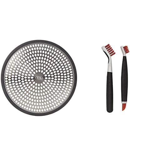 Image of OXO Good Grips Easy Clean Shower Stall Drain Protector - Stainless Steel & Silicone & Good Grips Deep Clean Brush Set