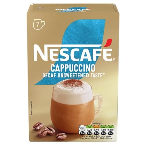 Image of NESCAFÉ Cappuccino Decaf Instant Coffee 7 Sachets, 100percent Responsibly Sourced Coffee Pack of 1