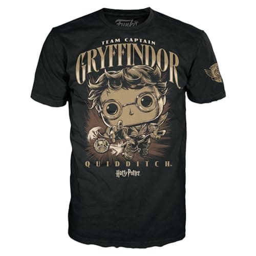 Image of Funko Boxed Tee - Harry Potter - Quidditch Harry - T-Shirt - Clothes - Gift Idea - Short Sleeve Top for Adults Unisex Men and Women - Official Merchandise - Movies Fans Multicolour