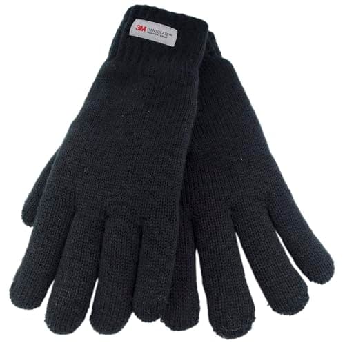 Image of GM Apparel Ladies 3M Thinsulate Gloves | Thermal Knitted Gloves | Extra Warm & Lightweight Outdoor Winter Ski for Women - Black