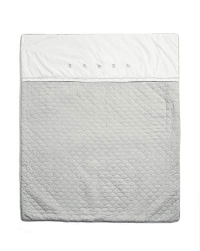 Image of Mamas & Papas Welcome To The World 100% Cotton Cosy Quilt/Coverlet, Machine Washable, 2.5 Tog, W 110 x L 120cm With Embroidered Elephants - White/Grey Elephant