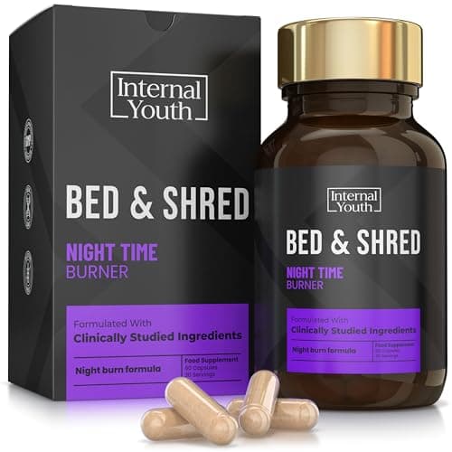 Image of Bed & Shred - Night Time Fat Burners for Men & Women Weight Loss - Appetite Suppressant & Metabolism Booster - 60x Weight Loss and Sleeping Pills that Work Fast with L-Carnitine & Valerian