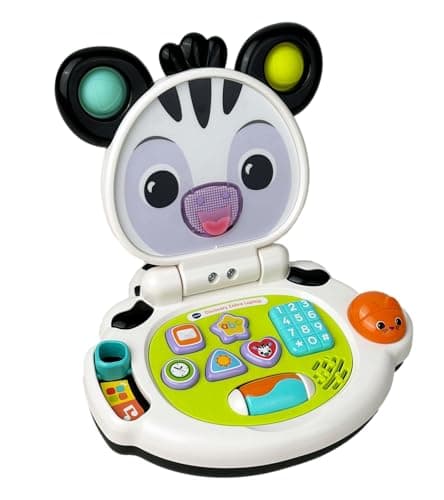 Image of VTech Baby Discovery Zebra Laptop, Interactive Baby Toy with Lights, Music, Letters and Numbers, 2 Modes of Play, Motor Skills Development, Gift for Ages 3, 6, 9, 12 Months +, English Version