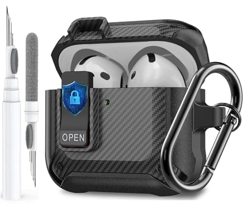 Image of OTOPO for Airpods 4 Case with Secure Lock Clip, Rugged Airpods 4th Generation Cover 2024, Armor Shockproof iPod Case 4th Gen Protective Hard Shell with Carabiner & Cleaner Kit for Men Women Black