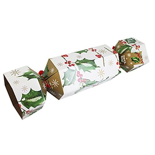 Image of Giant Flat-pack Cardboard 'Christmas Cracker' Gift Box - Holly Design