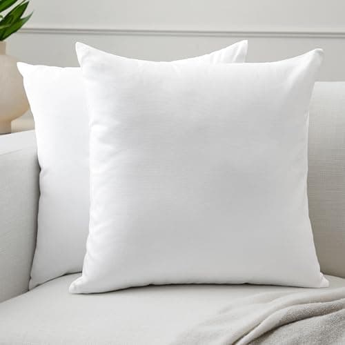 Image of Encasa XO Cotton Throw Pillow Covers Set of 2 I 16x16 in (40x40 cm) - White I No Insert I Plain Square Pillowcases I Machine Washable | Indoor Use Only