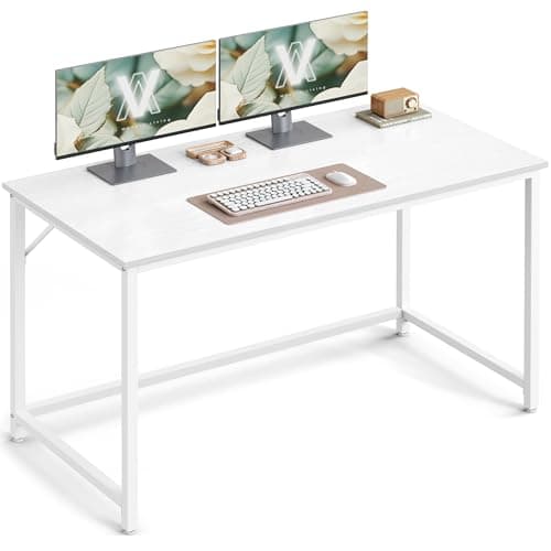 Image of Vasagle LWD039W01V1 Computer Desk Office Table 120 x 60 x 76 cm for Study Bedroom Living Room Maple White