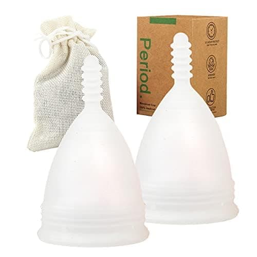 Image of M MUNCASO Menstrual Cups, 2Pcs Reusable Period Cup Most Comfortable Period Cups for Women Super Soft and Flexible Best Sensitive Cup (White, S)