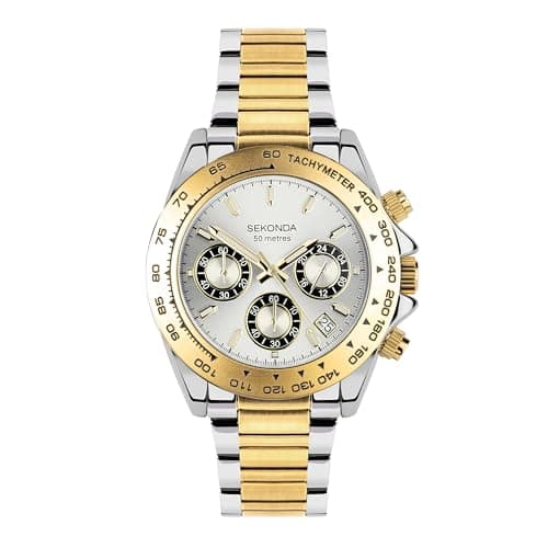 Image of Sekonda Sports Men's 40mm Circuit Chronograph Watch in Two Tone with Stainless Steel Bracelet & Silver Dial
