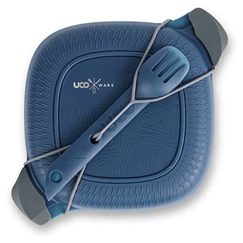 Image of UCO ECO 5-Piece Camping Mess Kit with Bowl, Plate, Switch Spork Utensil Set - Ocean Blue