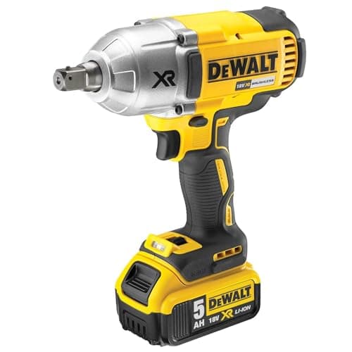 Image of DEWALT DCF899P2-GB High Torque Impact Wrench 18V Cordless Brushless (2 x 5Ah Batteries), 18 V, Yellow/Black, 2 x 5.0Ah Li-Ion