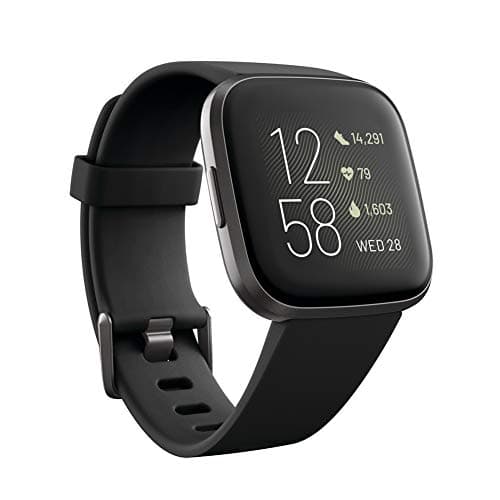 Image of Fitbit Versa 2 Health & Fitness Smartwatch with Voice Control, Sleep Score & Music, One Size, Black - Carbon