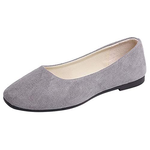 Image of Women's Slip On Flat Walking Ballerina Shoes Casual Work Office Comfortable Cute Shoes Ladies Flat Pumps UK Size Slip On Loafers Ballet Ballerina Dolly Shoes Grey, 4 UK