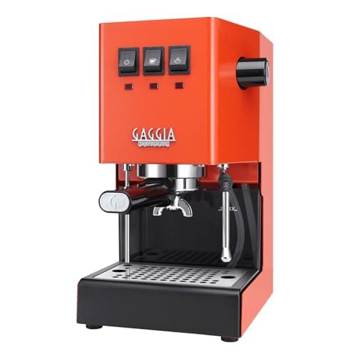 Image of Gaggia Classic E24 Evo Pro Manual Espresso Coffee Machine Maker with Brass Boiler & Solenoid Valve - Lobster Red