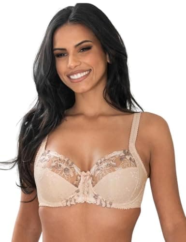 Image of Pour Moi? Women's Sirens Sofia Lace Embroidered Side Support Everyday Bra, Beige (Latte Beige), 38D UK