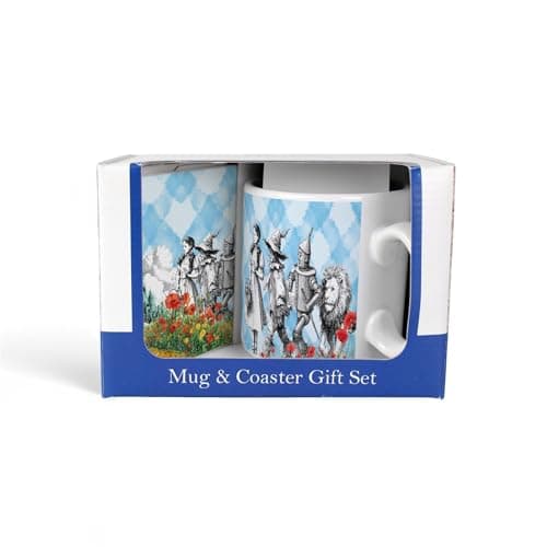 Image of Purely Home Wizard of Oz Mug & Coaster Gift Set - Dorothy Yellow Brick Road Ceramic Tea/Coffee Cup Present with Coaster