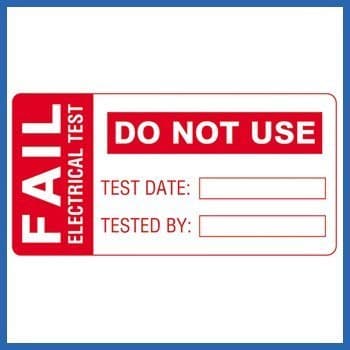Image of Martindale FAIL1 PAT Testing FAIL Labels, Red On White, 60 x 30mm