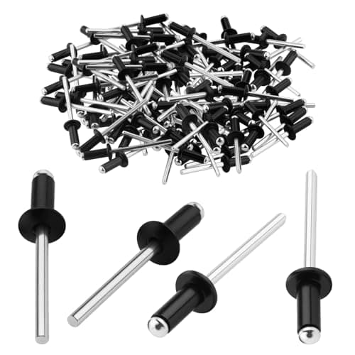 Image of TXXATX 4.8x12 mm Aluminium Blind Rivets 120 Pieces Black Dome Head Pop Rivets Open End Rivet for Metal Wood Plastic Furniture Car Marine Verbindung und Befestigung