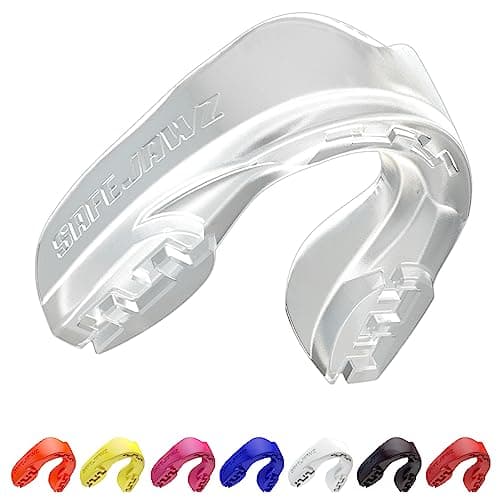 Image of SAFEJAWZ Mouthguard Slim Fit, Adults and Junior Gum Shield with Case for Boxing, MMA, Rugby, Martial Arts, Judo, Karate, Hockey and All Contact Sports… B073CZHSRS (Junior (<11 Years), Clear)