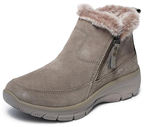 Image of Skechers Women's Easy Going Cool Zip! Boots, Taupe Suede, 6 UK