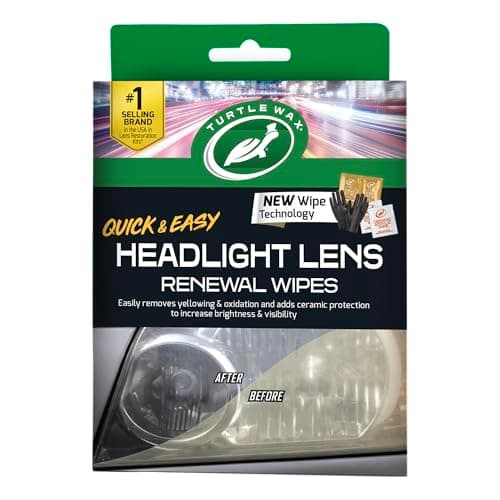 Image of Turtle Wax Car Headlight Restoration Wipes, Removes Oxidation & Yellowing, Restores Clarity, Ceramic Acrylic UV Protection, Easy No-Tool Headlight Cleaner