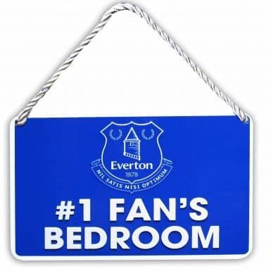 Image of Official Everton FC No.1 Fan Metal Bedroom Sign (16cm x 11cm)