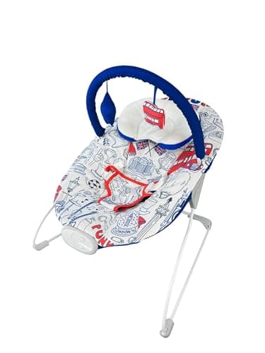 Image of LADIDA London Theme My First Baby Bouncer with Soothing Music and Vibration, Removable Toy Bar with 2 Toys Suitable for Newborns