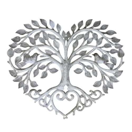 Image of Alipis Heart Design Life Tree Metal Wall Art 11X9.8 Inch Garden Hanging Ornament Home Yard Outdoor Decor